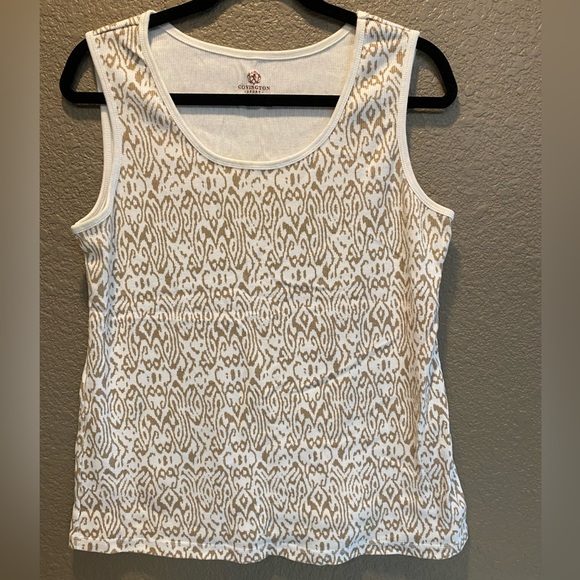Women’s white and beige tank top. - Picture 1 of 2